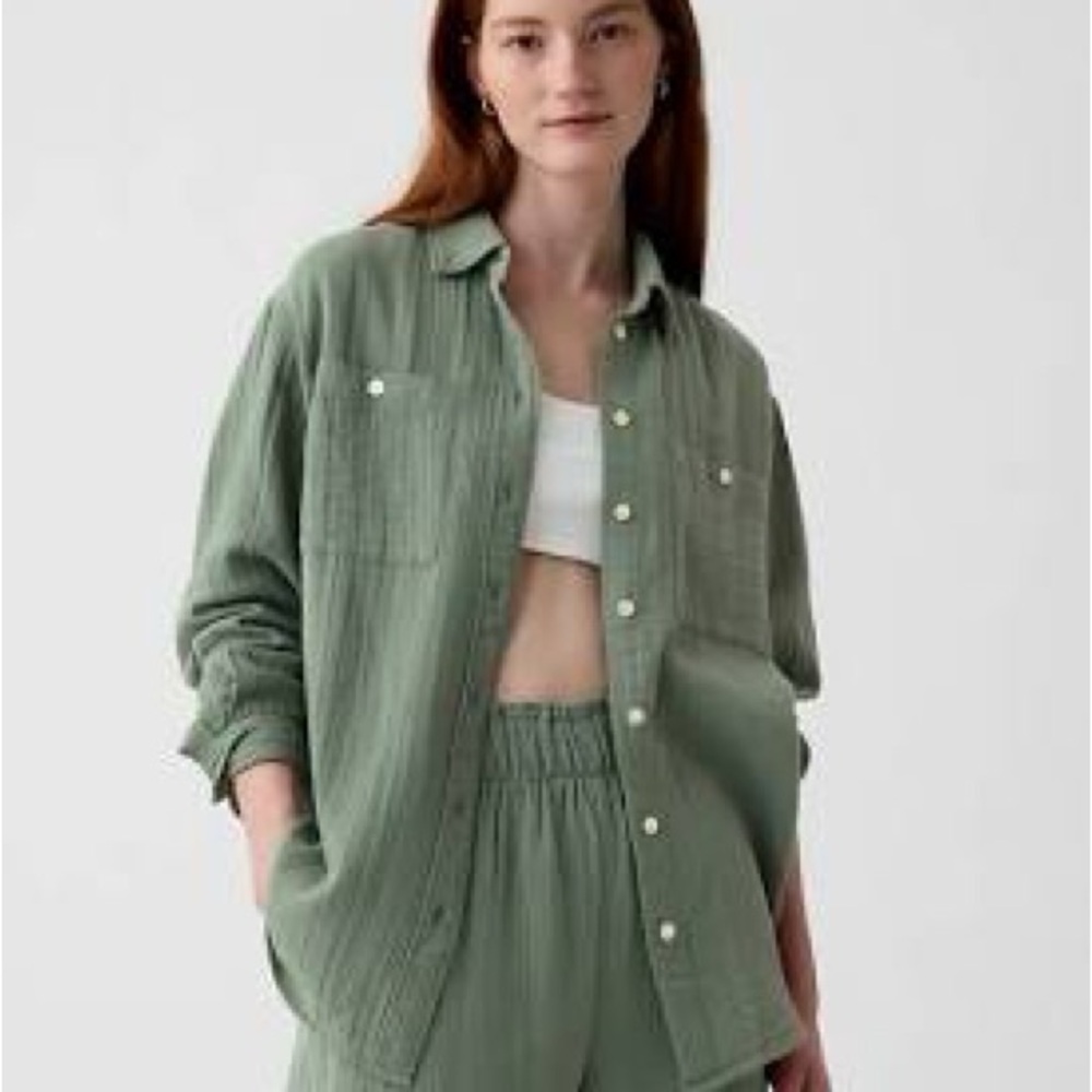 GAP Crinkle Gauze “Big Shirt” Button Down for Women